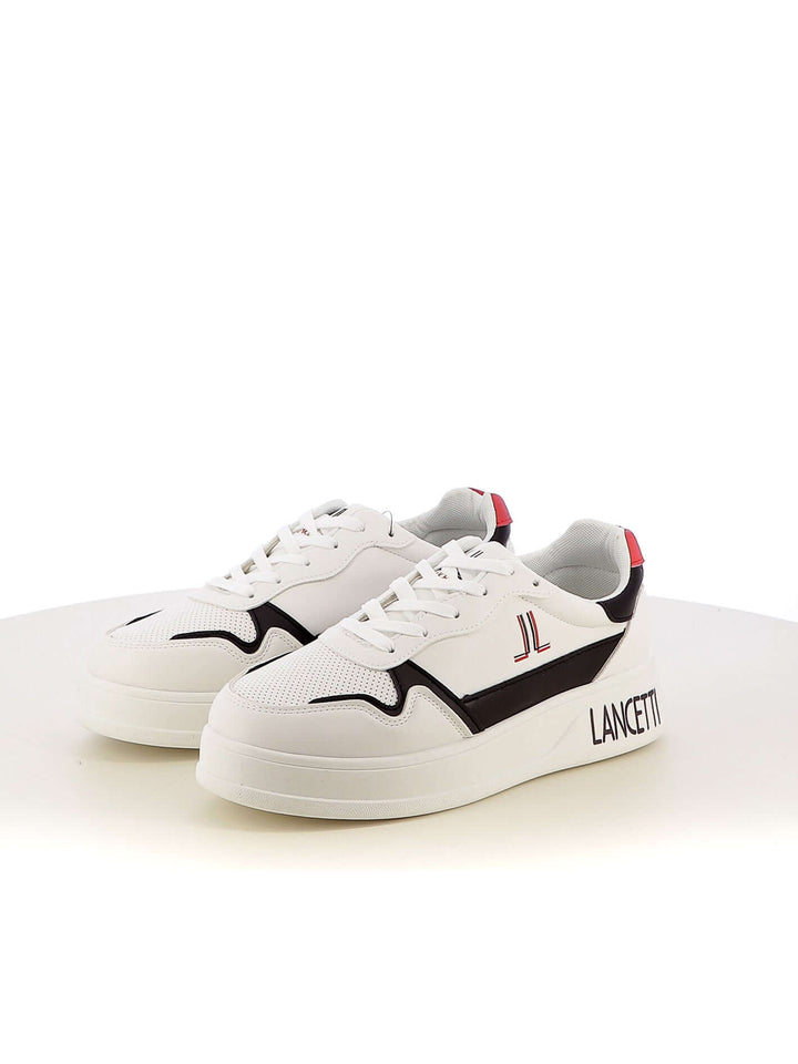 Sneakers stringate uomo LANCETTI 607 bianco nero | Costa Superstore