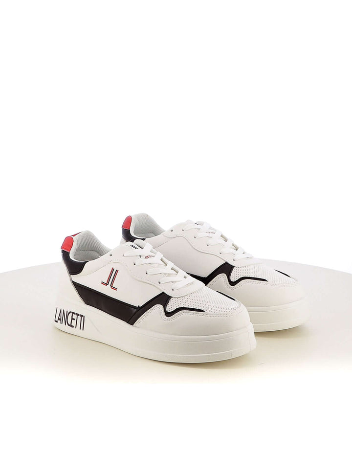 Sneakers stringate uomo LANCETTI 607 bianco nero | Costa Superstore