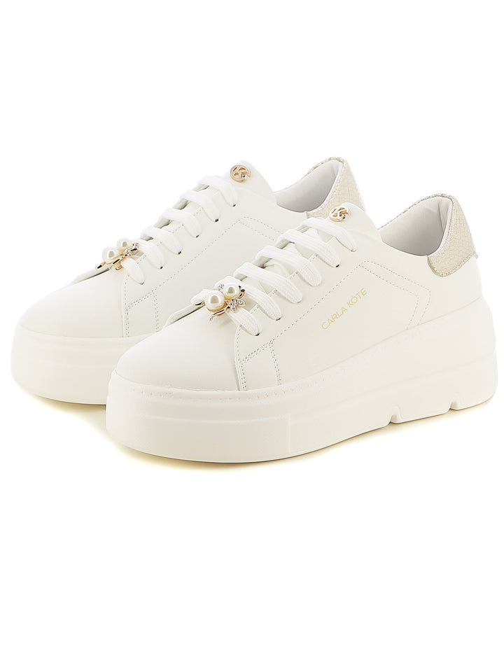 Sneakers stringate donna CARLA KOTE X31-211K bianco oro | Costa Superstore