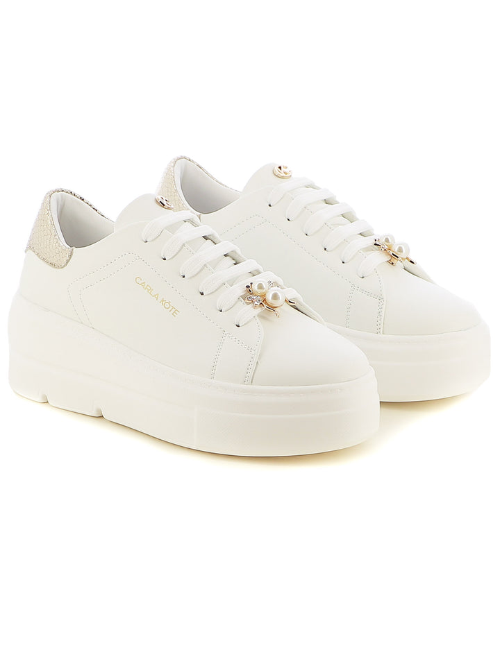 Sneakers stringate donna CARLA KOTE X31-211K bianco oro | Costa Superstore