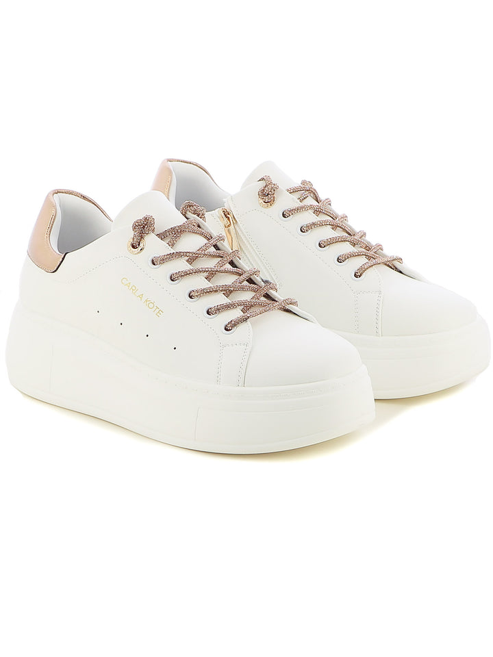 Sneakers stringate donna CARLA KOTE X31-212K bianco oro | Costa Superstore