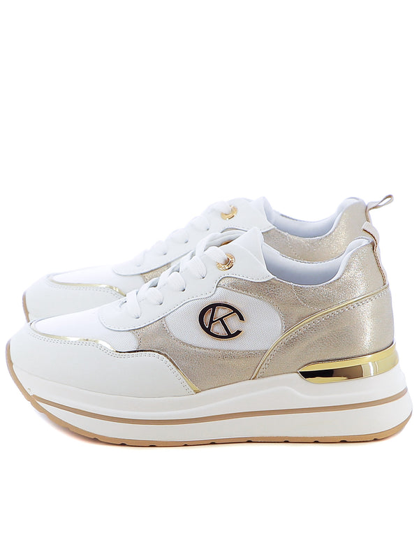 Sneakers stringate donna CARLA KOTE X32-17K bianco oro | Costa Superstore