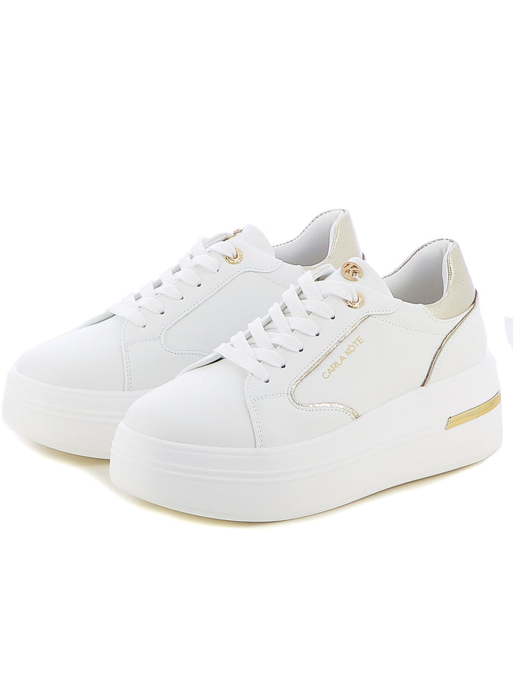 Sneakers stringate donna CARLA KOTE X32-5K bianco oro | Costa Superstore