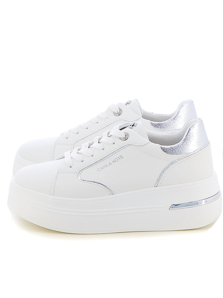 Sneakers stringate donna CARLA KOTE X32-5K bianco argento | Costa Superstore